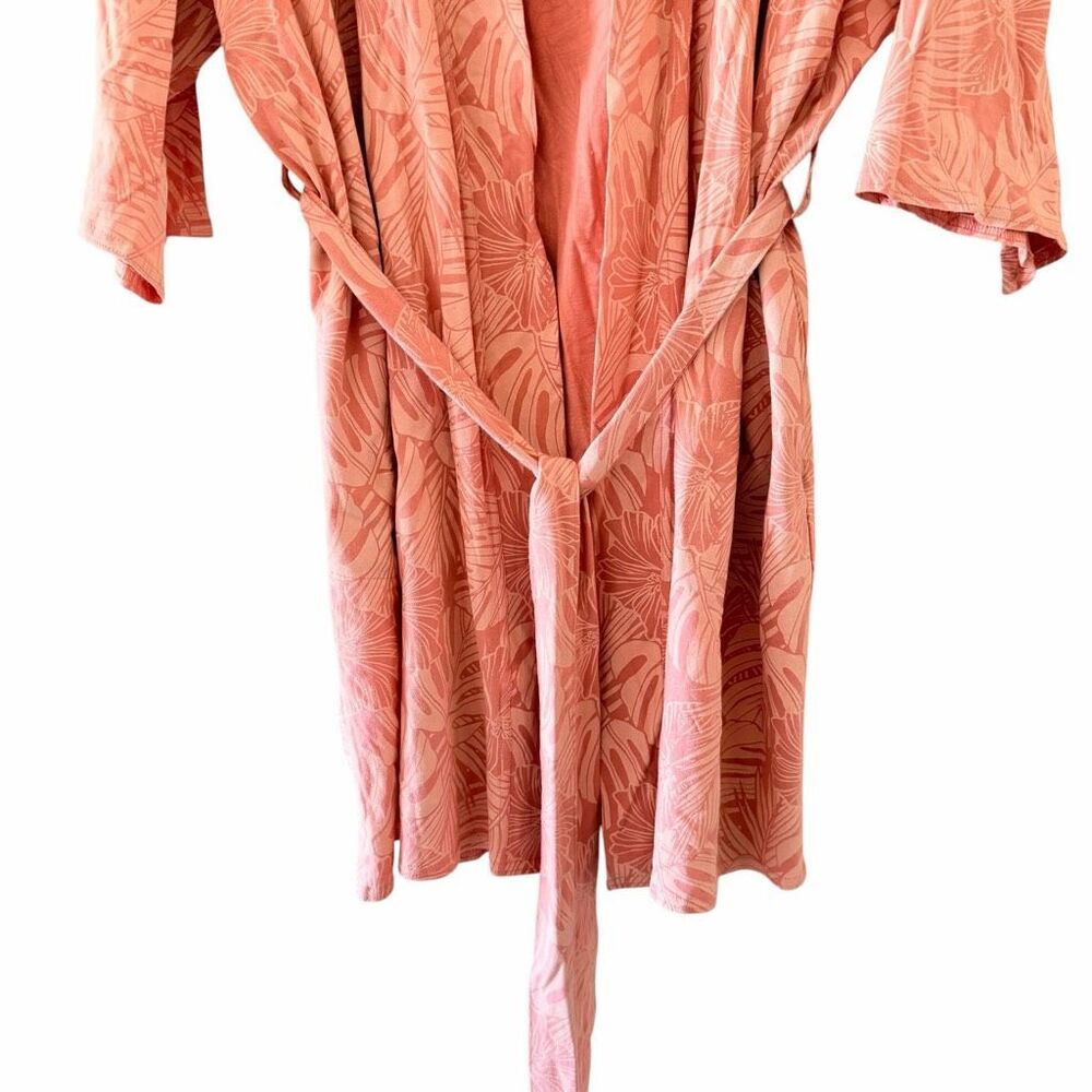 Pact Organic Cotton Rosie Staycation Short Robe pink tropical palm SZ M #2639 - Picture 4 of 14